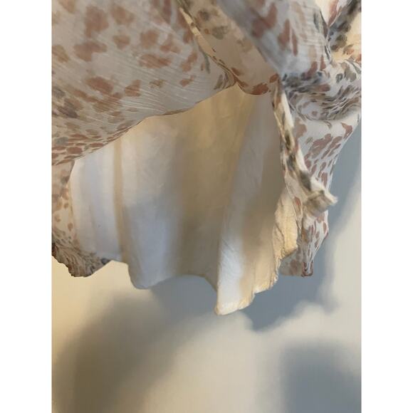 Abercrombie & Fitch lace trim animal print cami tank top chiffon cream y2k Small - Picture 5 of 8